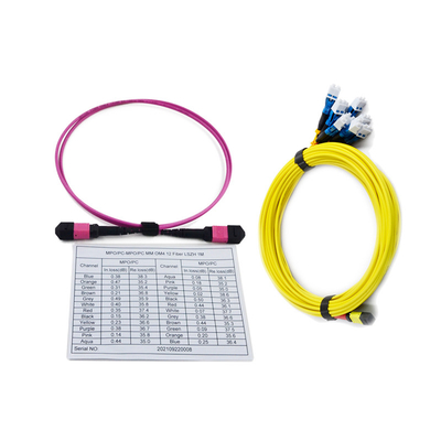 3.0mm 100G MPO إلى MPO Jumper Fiber Cable موصل أنثى 10m انخفاض فقدان الإدراج