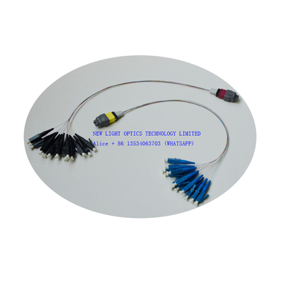 12 Core MPO Fiber Optic Trunk Cable OS2 OM3 أنثى قطبية ب المكتملة