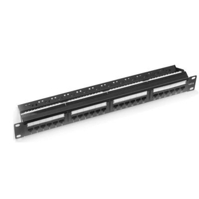 شراء لوحة RJ45 Ethernet المعدنية المحمية Cat5e / Cat6 / Cat6a / Cat7 الأسود 1U 2U مع إدارة الكابلات online manufacture