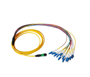 شراء 8 الأساسية كابل الألياف MPO وضع واحد PVC / LSZH MPO- LC مروحة من الحبل التصحيح الألياف البصرية online manufacture