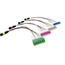 شراء 12 Fibers Fan Out MTP MPO Cable OM3 / OM4 for Interconnect Cassettes online manufacture