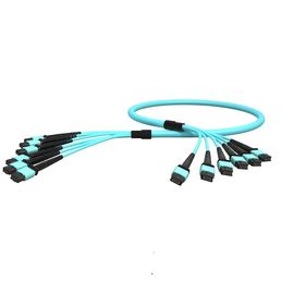 شراء OEM ODM OM3 12 Core PVC Fiber Optic Cable MPO إلى MPO Male Aqua Fan Out online manufacture