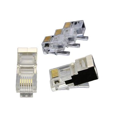 شراء موصل RJ45 احترافي جاهز بسرعة 10 جيجابت في الثانية مع نطاق ترددي 600 ميجاهرتز ودرع ثلاثي الطبقات online manufacture