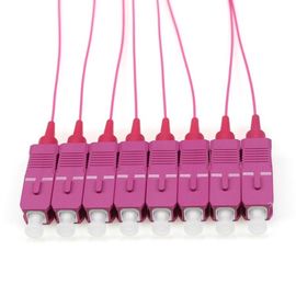 شراء OM4 SC / PC الألياف البصرية ضفيرة ، 1 M الألياف كابلات الطائر 12 لون 0.9mm online manufacture