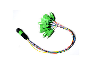 شراء 0.9mm 12 مروحة الألياف خارج التصحيح البصرية الحبل / وحدة بسيطة MPO APC ذكر ل SC APC online manufacture