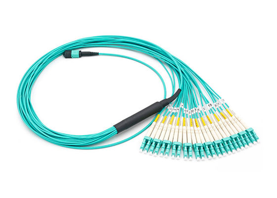 شراء 24 ألياف MPO MTP Fan Out Patch Cord OM3 كابل الاختراق متعدد الأوضاع مع طول قابل للتخصيص online manufacture