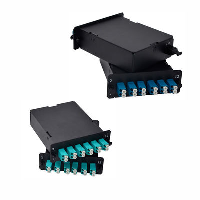 شراء وحدة كاسيت MPO قابلة للتركيب على رف 19 بوصة مع كابل ألياف بصرية Corning وفقد إدخال منخفض online manufacture