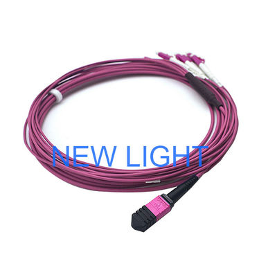 شراء كابل توصيل بصري LSZH Jacket OM3 Multimode MPO Trunk Cable أنثى إلى 4 DX SC online manufacture