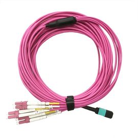 شراء 8 الألياف MTP-4LC دوبلكس 10G OM3 كابلات الألياف البصرية تسخير مروحة / اندلاع online manufacture
