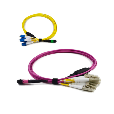 كبل PDL MPO MTP صغير الحجم MTP / MPO - LC Fan Out QSFP كابلات توصيل الألياف