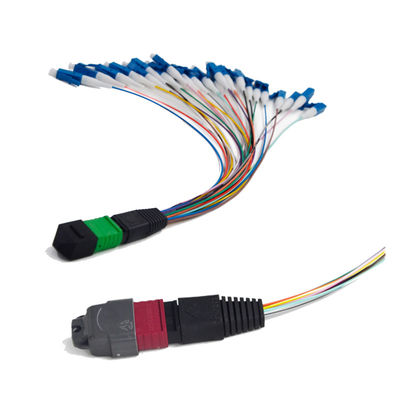 3.0mm LSZH كابل MPO MTP المستدير مع انخفاض خسارة الإدراج ≤0.35dB لتطبيقات 10G OM3 OM4 Multimode