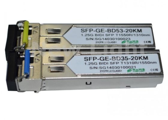 جهاز إرسال واستقبال SFP أحادي الوضع 1.25 جيجابت في الثانية لمسافة 20 كيلومترًا مع مراقبة التشخيص الرقمي لشبكات الألياف الضوئية