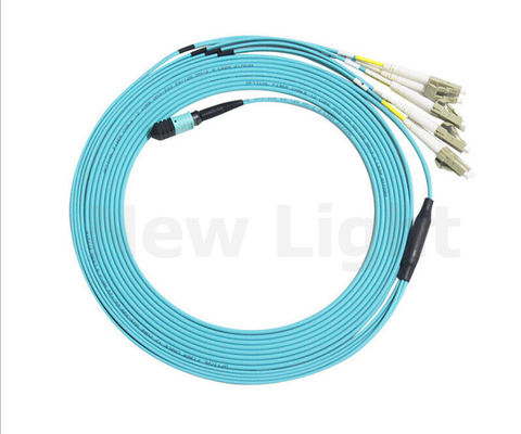 12 Core OM3 MPO MTP كابل 3.0mm إناثي إلى LC Fanout Fiber Optic Patch Cord
