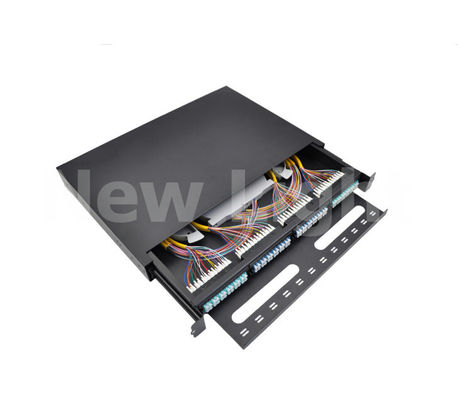 96 Core LC Fiber Optic Patch Panel صندوق توزيع FTTH الفولاذ المقاوم للصدأ 19 بوصة