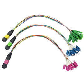 LC Fan Out MPO MTP Cable Multi Mode 12 سلك الألياف البصرية التصحيح
