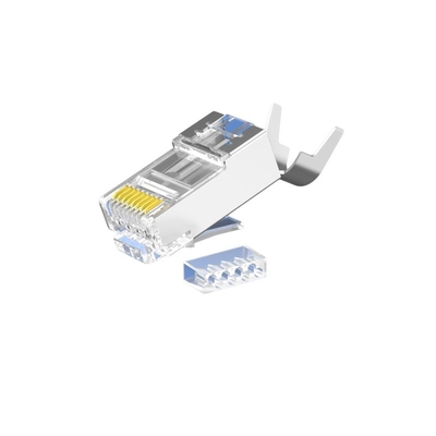 المقابس الصناعية السائبة CAT6 RJ45 - غطاء شفاف ، 50 ميكرون مطلية بالذهب